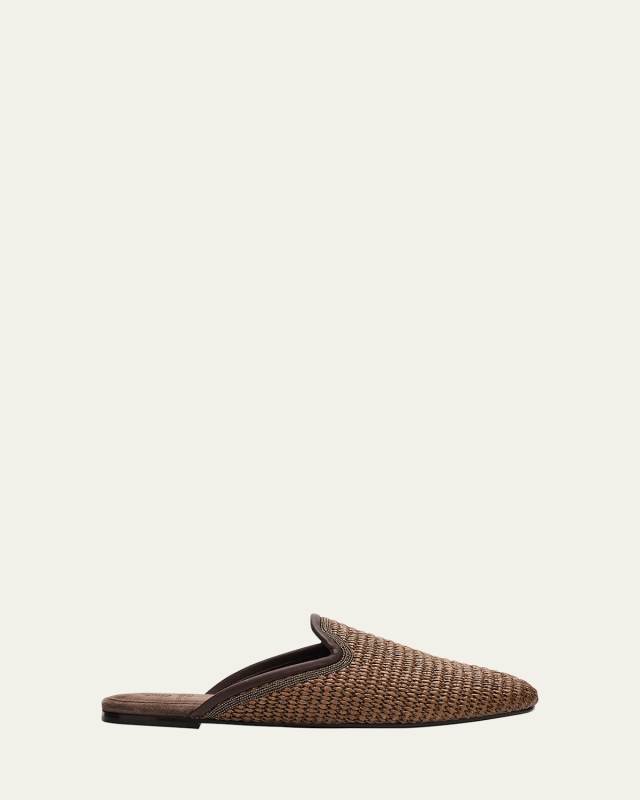 Raffia Monili Loafer Mules